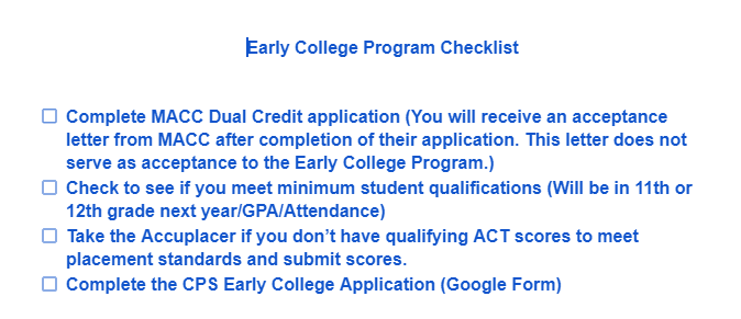 ECP Checklist